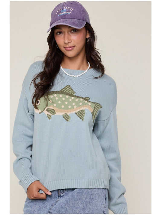 Sky Blue Fish Sweater
