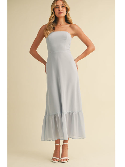 Chiffon Tube Midi Dress