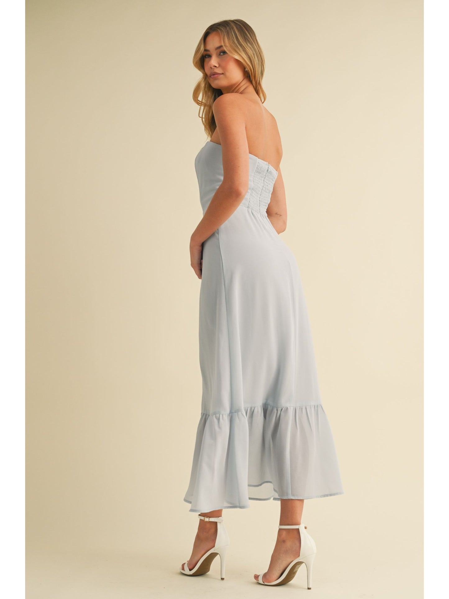 Chiffon Tube Midi Dress