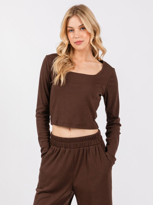 Genevieve Ribbed Square Neck Top