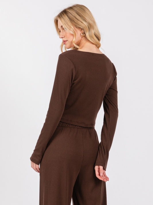 Genevieve Ribbed Square Neck Top