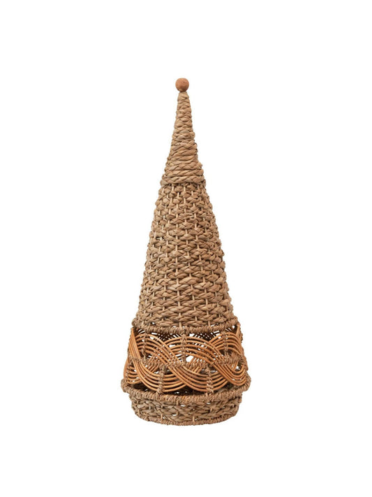 Woven Wicker Cone Tree w/ Wood Bead (Pick Up Only)