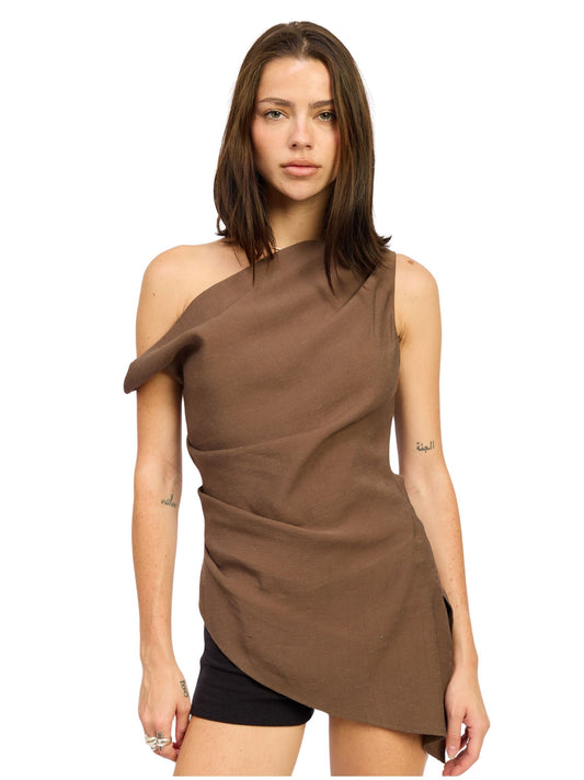 Asymetrical Off Shoulder Ruched Top