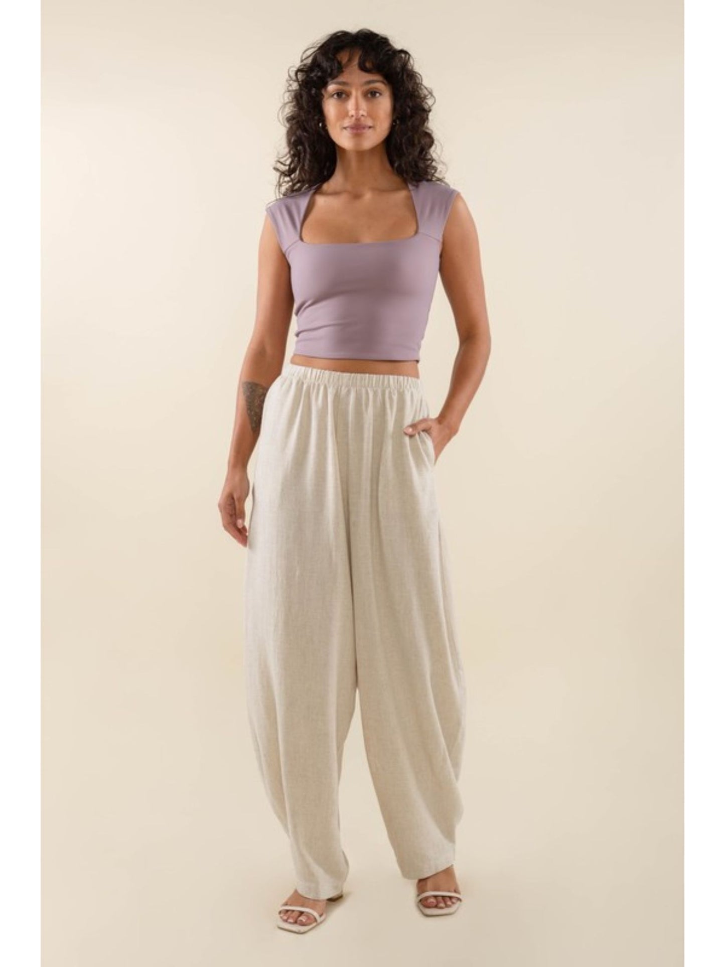 Long Lantern Linen Pant