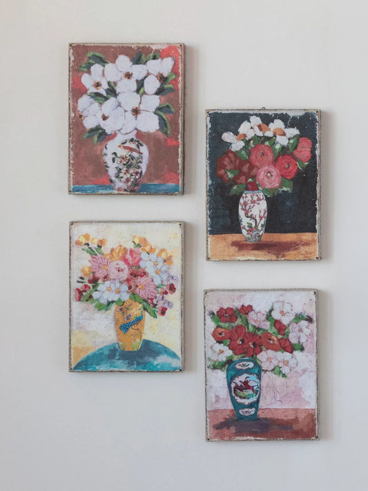 Canvas Wall Décor with Flowers in Vase