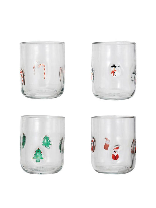 16 oz. Drinking Glass w/ Embedded Holiday Icon