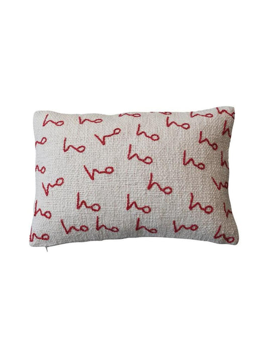 Ho Ho Ho Cotton Slub Lumbar Pillow