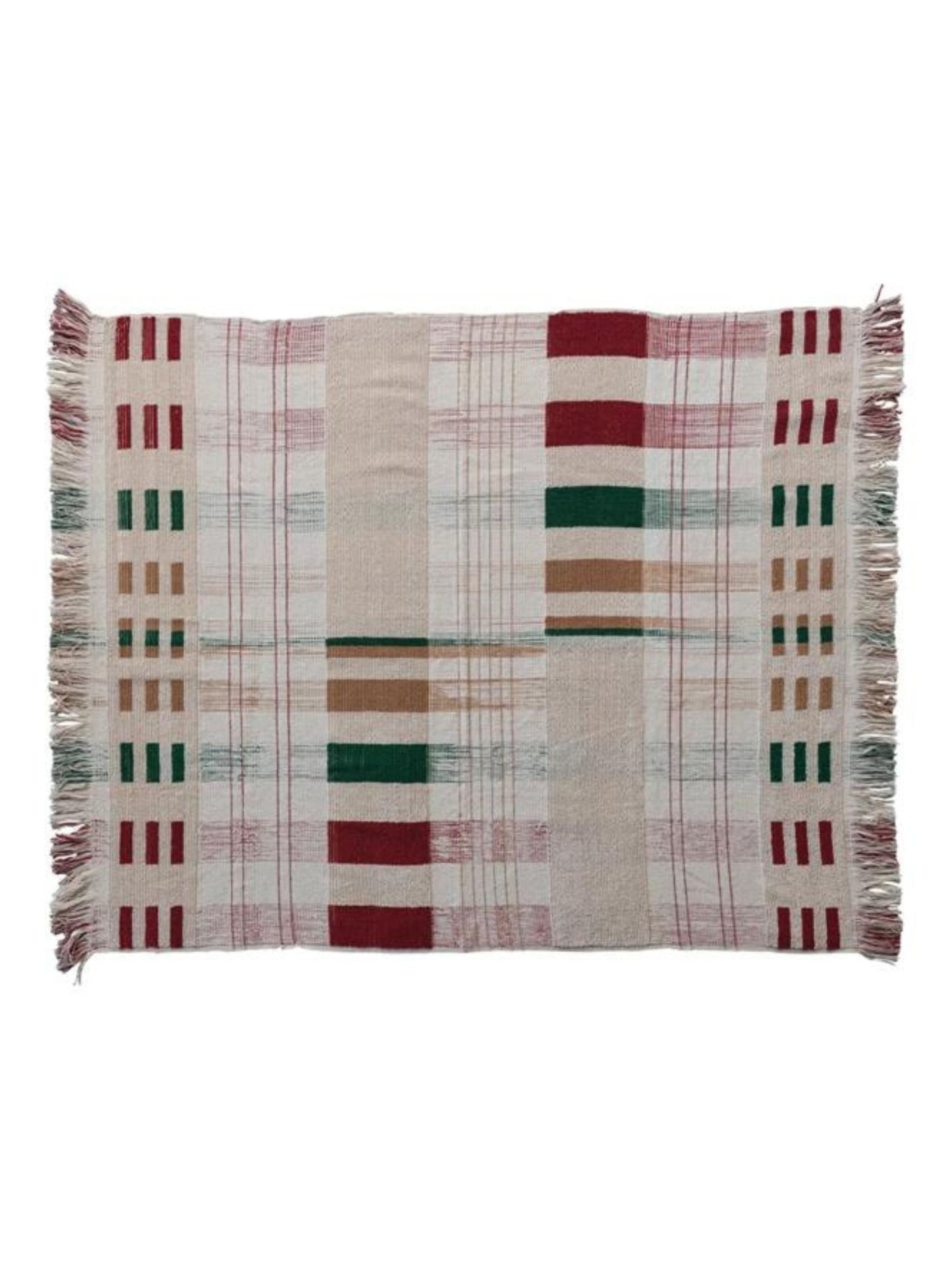 Textured Woven Cotton Throw w/ Fringe