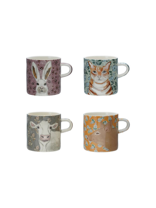 16 oz. Stoneware Mug with Pattern & Animal Image