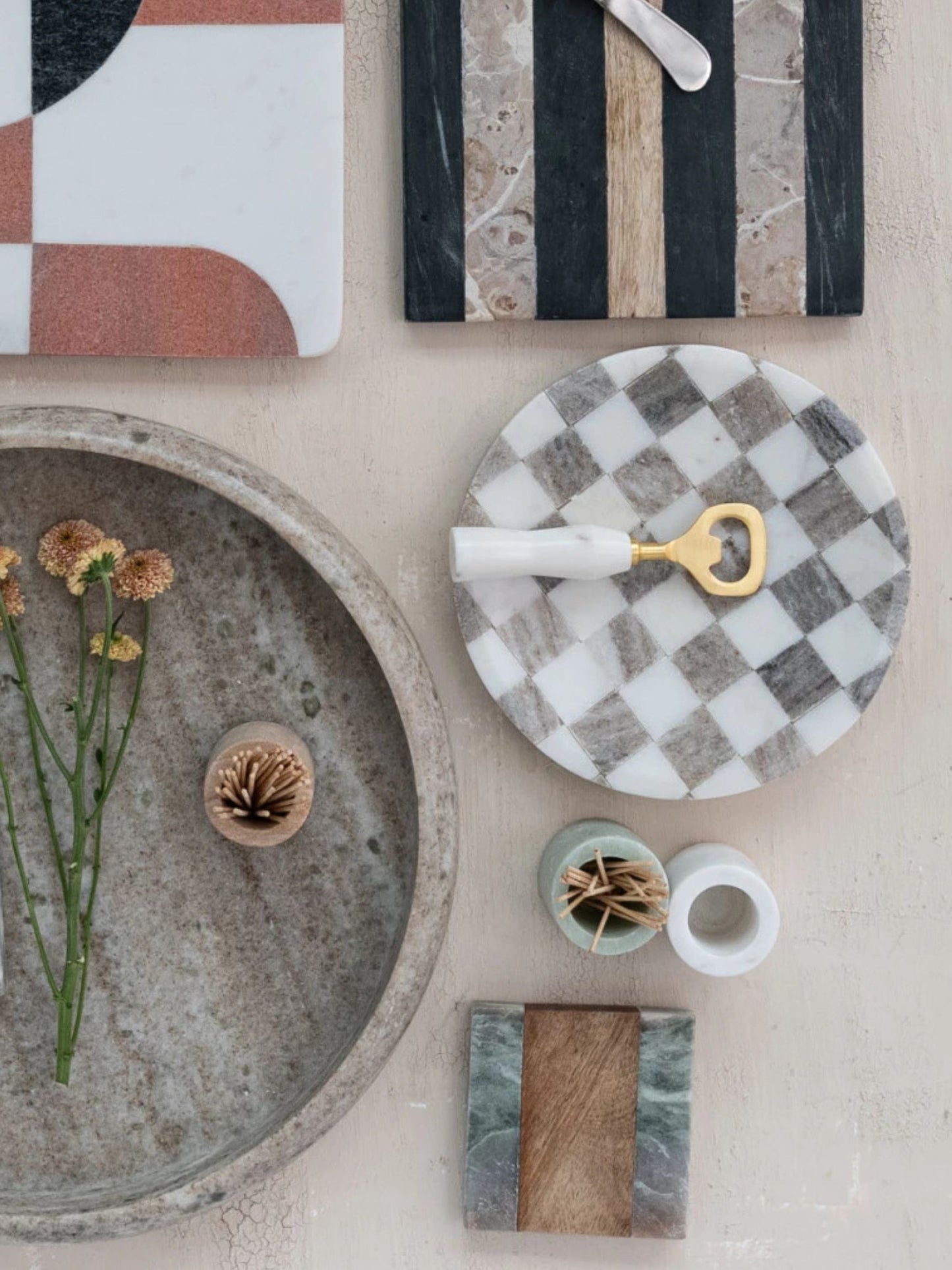 Marble Checkered Cheese/Serving Tray - Pick Up Only