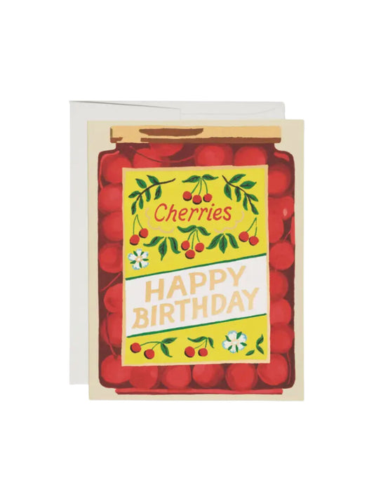 Jar of Cherries Birthday Greeting Card