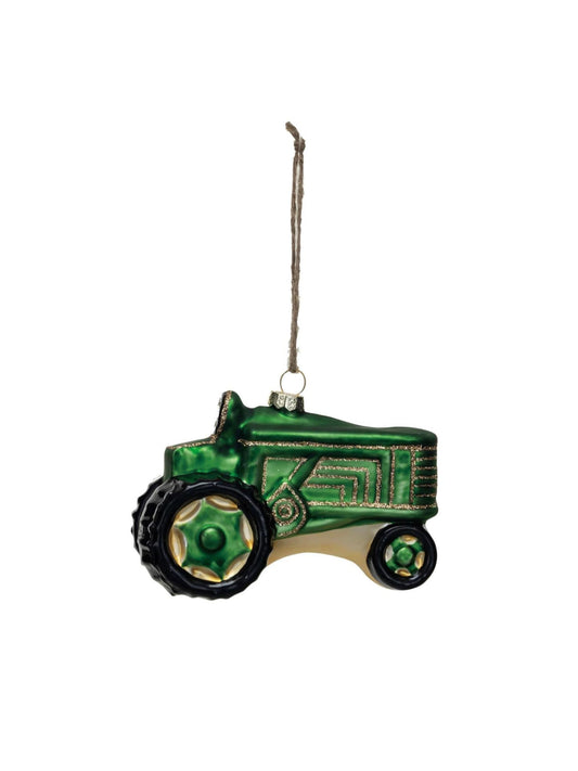 Hand-Painted Glass Tractor Ornament