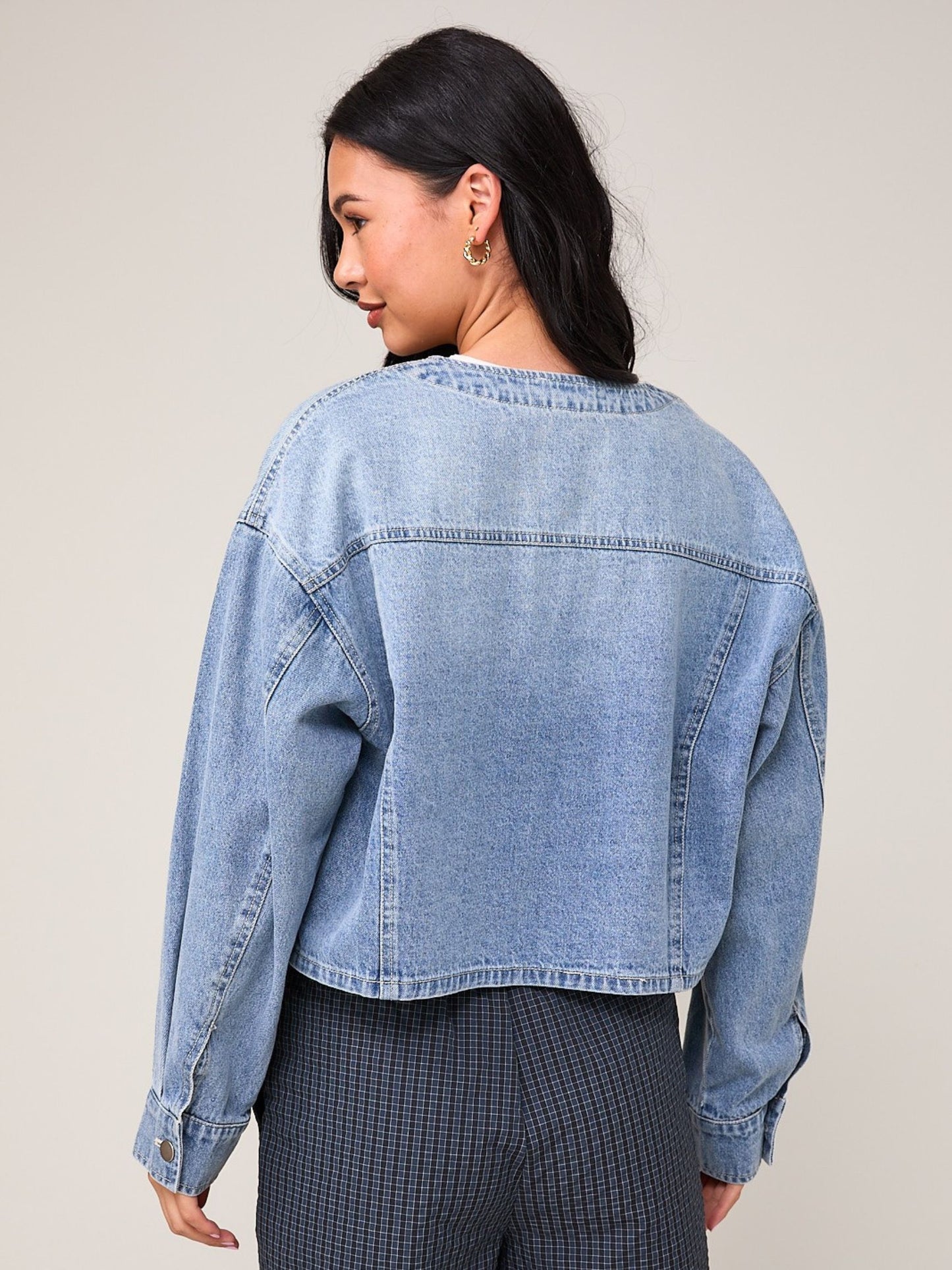 Kathy Round Neck Denim Jacket