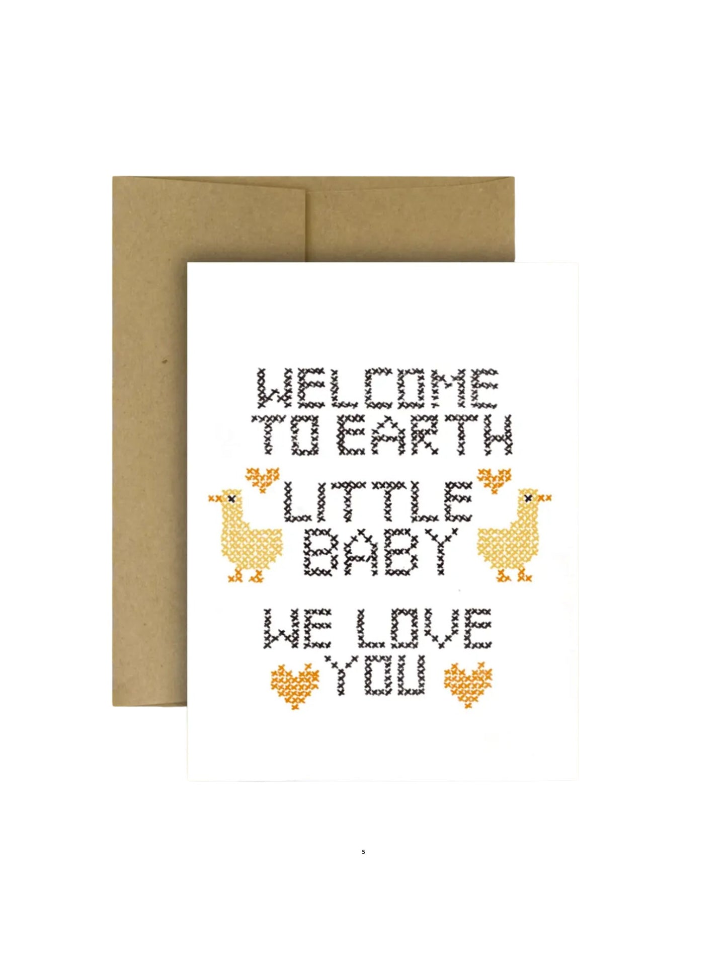 Cross Stitch Welcome To Earth Little Baby Card