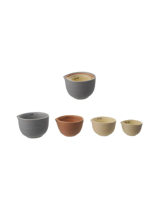 Stoneware Measuring Cups, Matte Finish, S/4