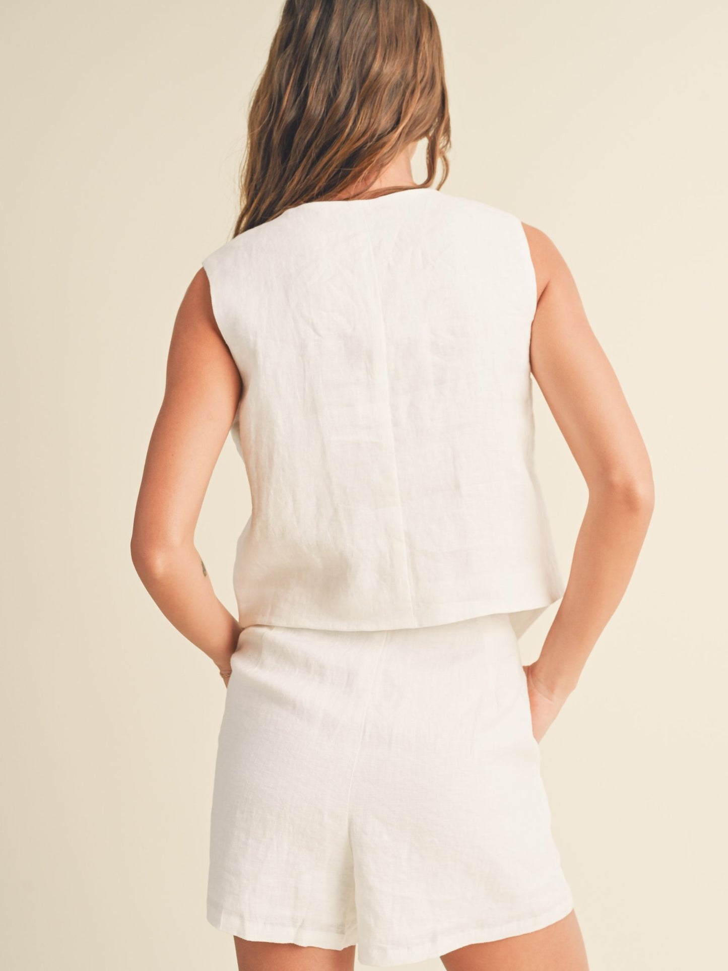 Linen Tuxedo Vest - White