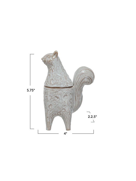 Stoneware Squirrel Shaped Jar, White