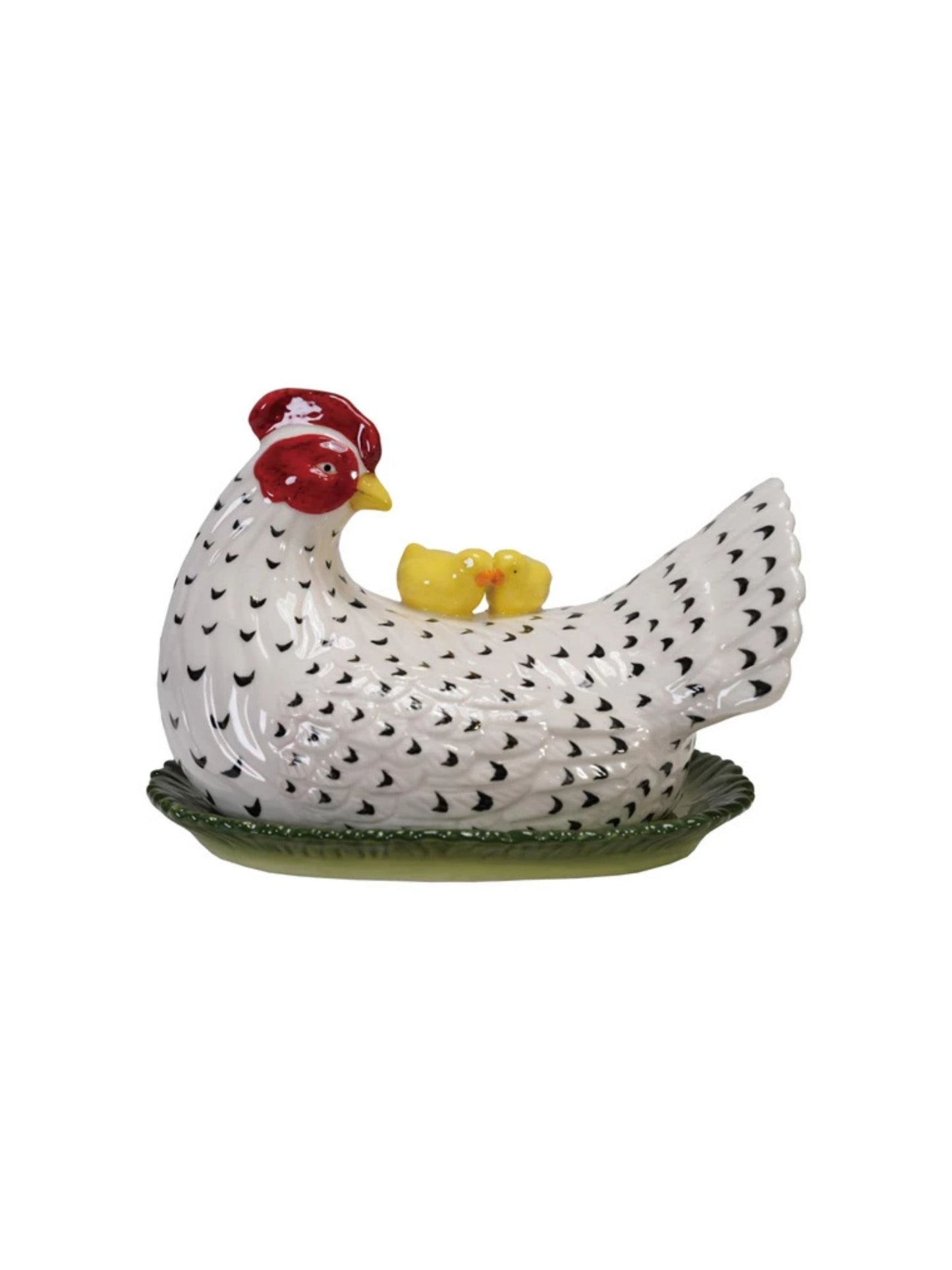 Painted Vintage Reproduction Hen Shaped Butter Dish