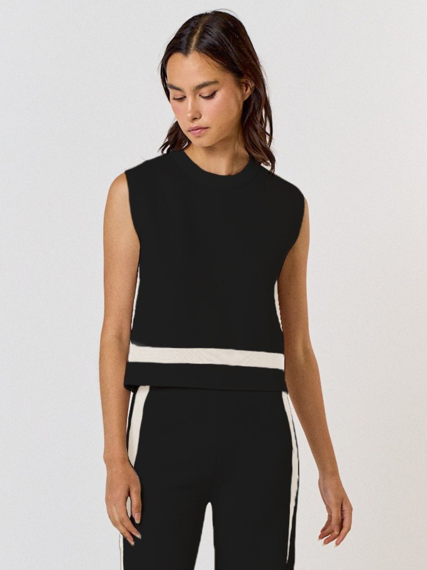 Elizabeth Sweater Tank - Black / White