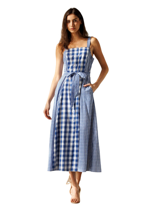 Jolie Blue Gingham Midi Dress