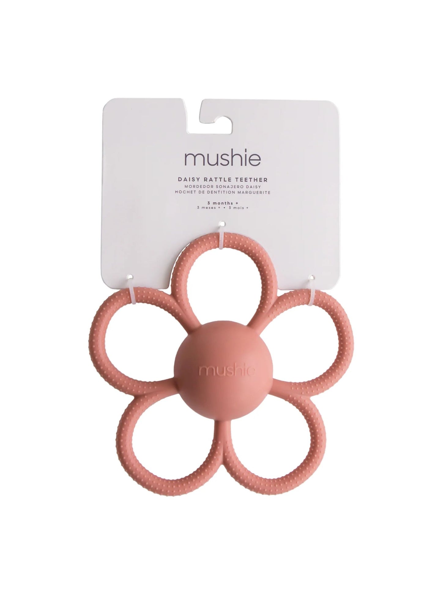 Daisy Rattle Teether - Dusty Rose