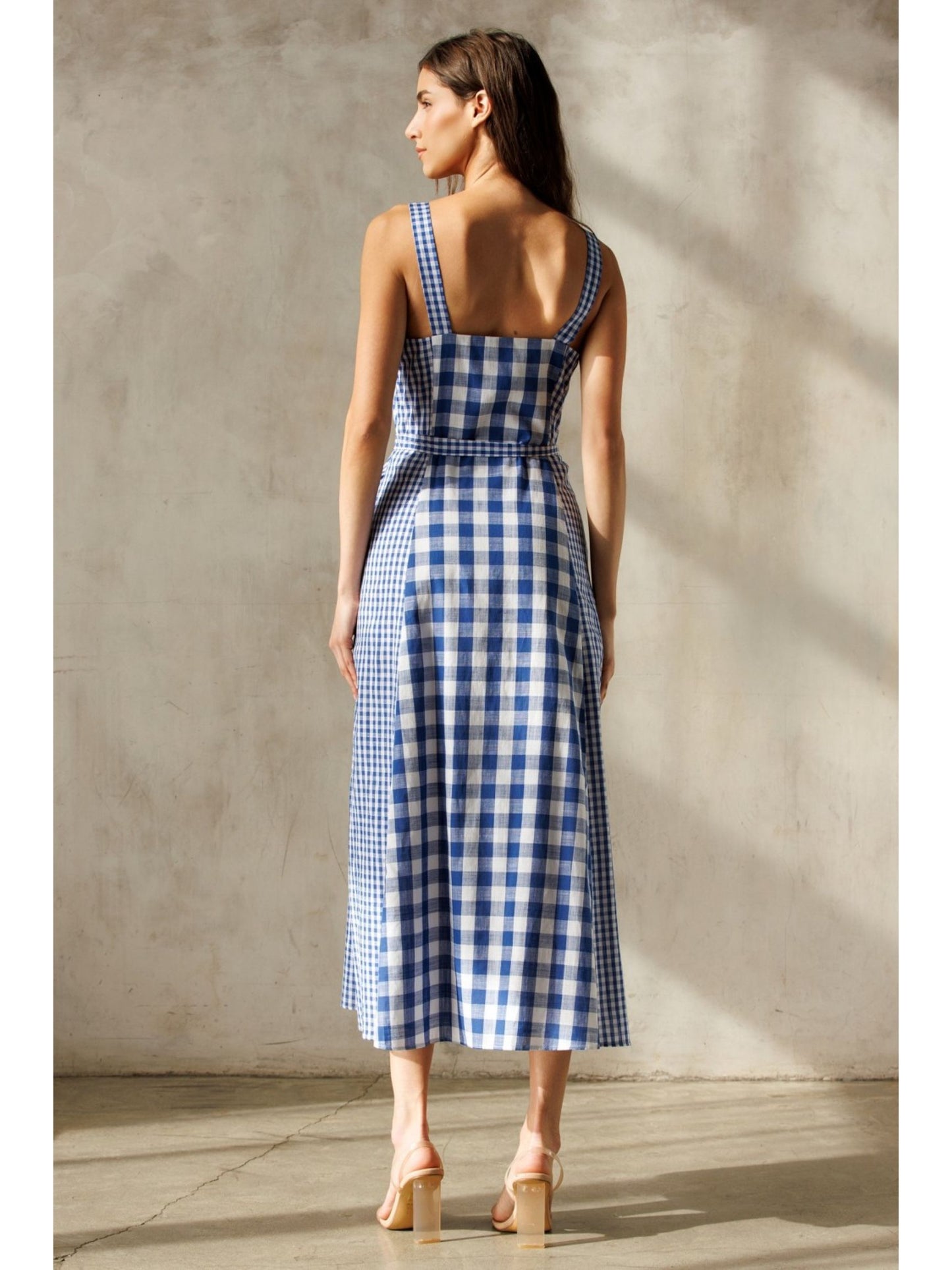 Jolie Blue Gingham Midi Dress