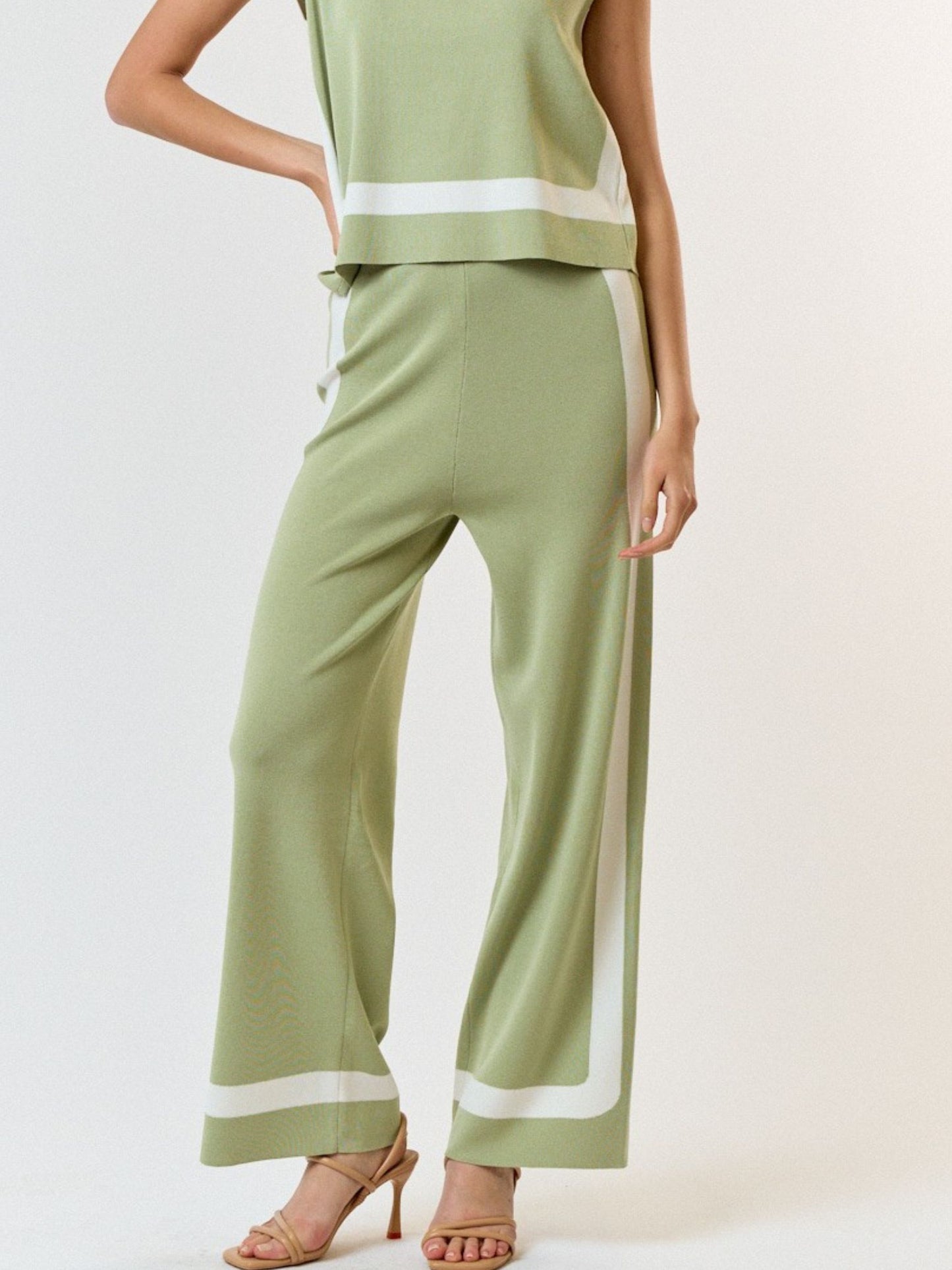 Elizabeth Sweater Pants - Sage / Ivory