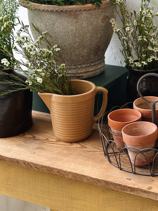 Vintage Beige Ceramic Pitcher