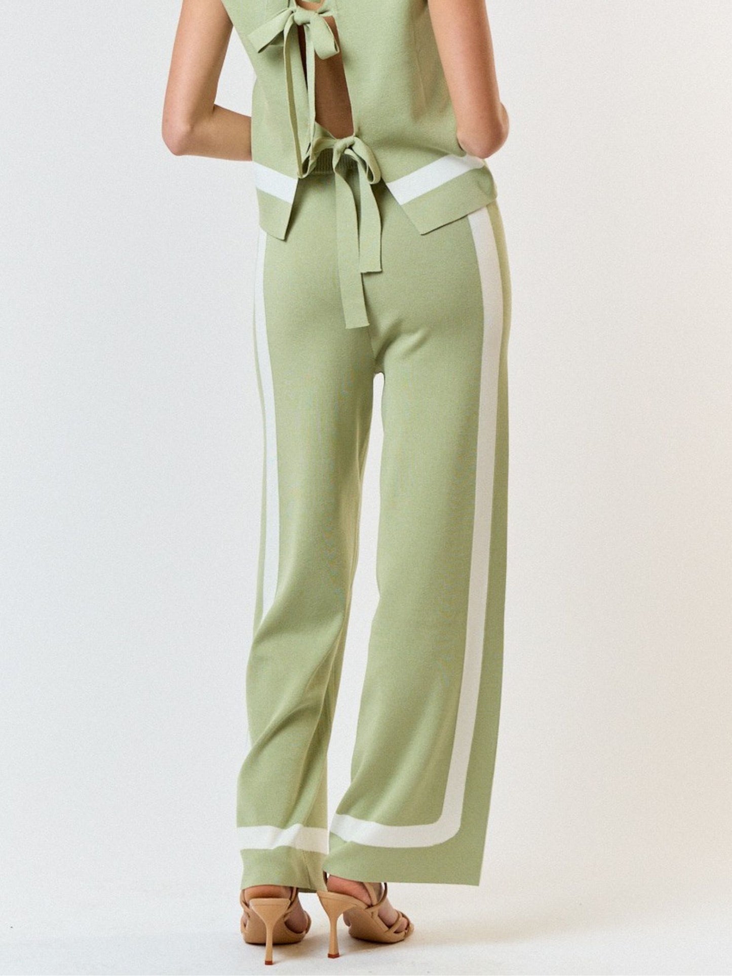 Elizabeth Sweater Pants - Sage / Ivory