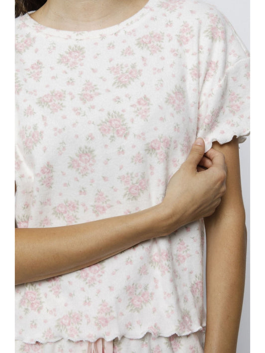 Rose Bouquet Ribbed Top