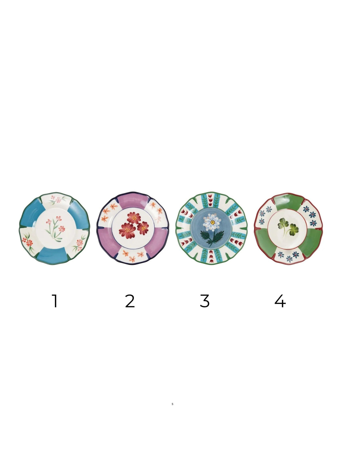 Hand-Painted Stoneware Scalloped Plate w/ Botanicals