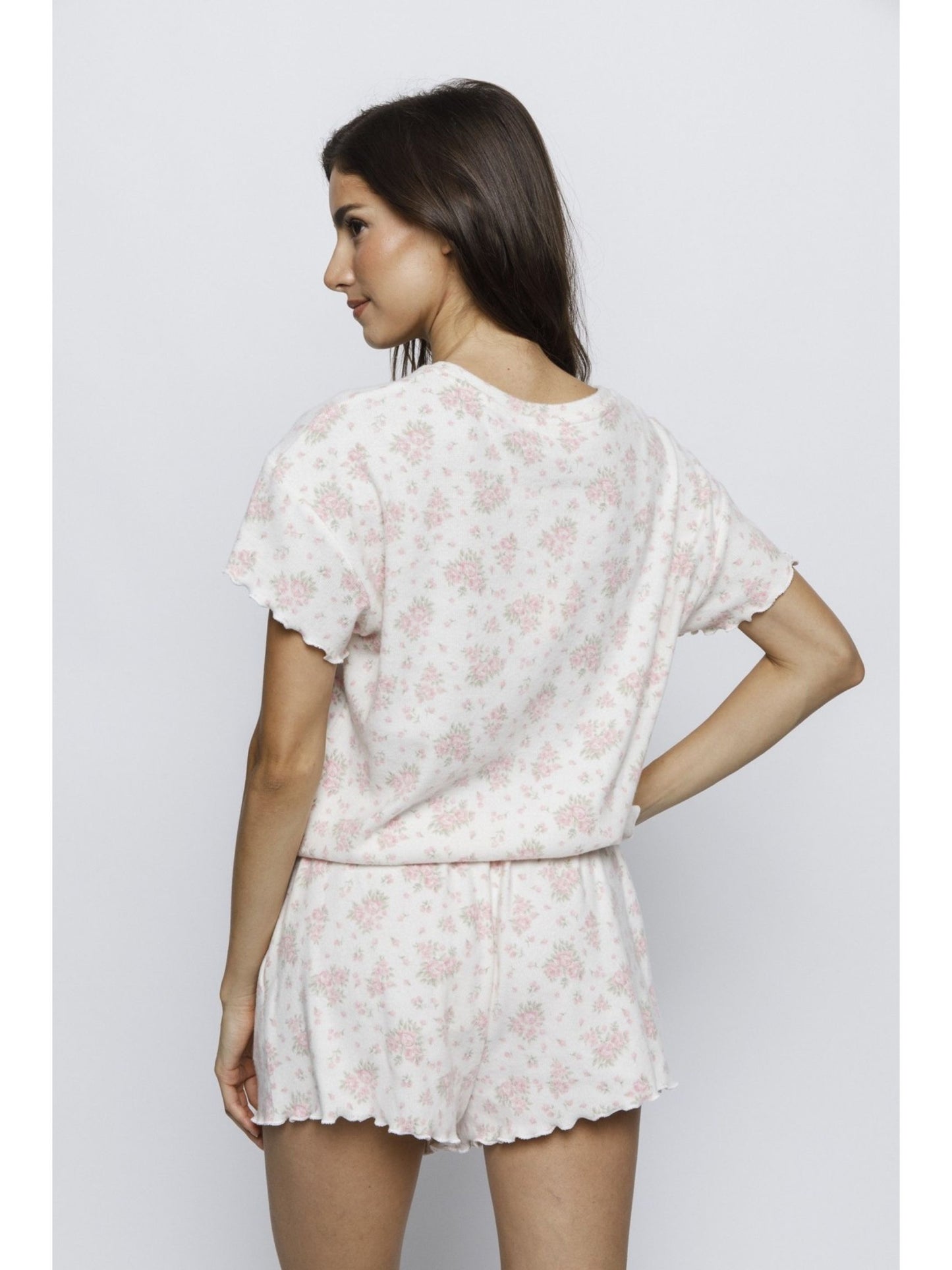 Rose Bouquet Ribbed Top
