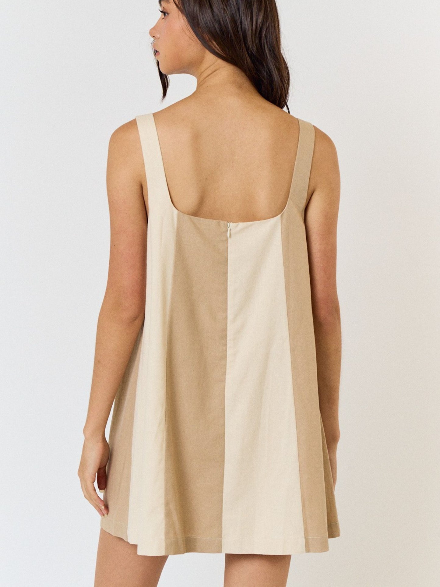 Cream Color Block Mini Dress