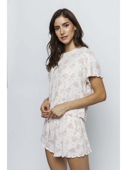 Rose Bouquet Ribbed Shorts