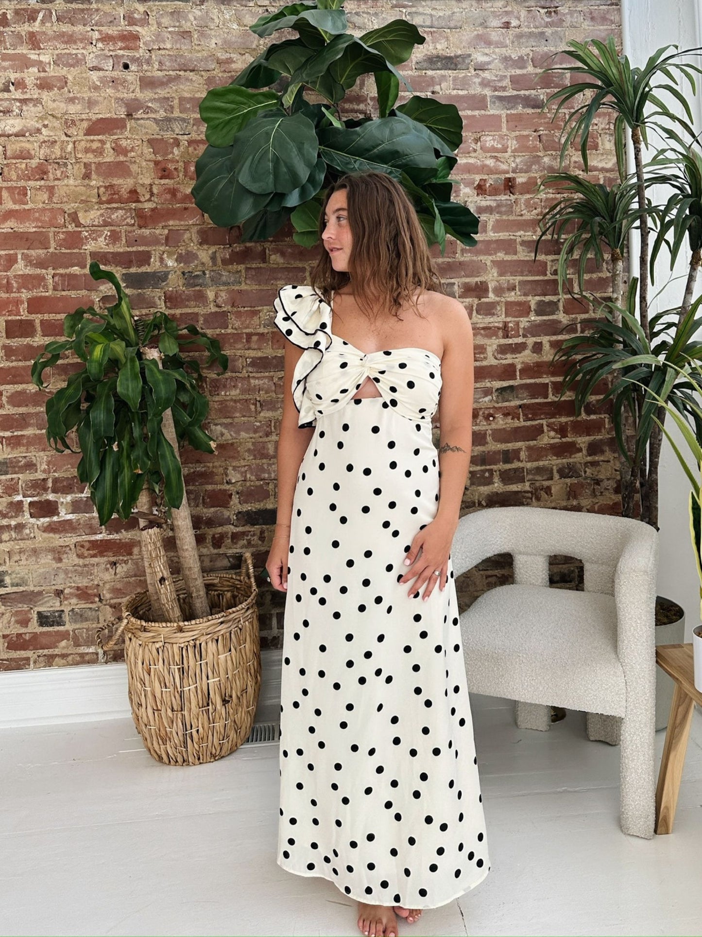 Rome One Shoulder Polka Dot Dress