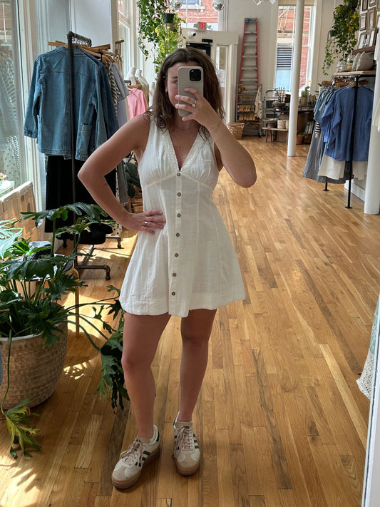 Trim Lace Button Down Dress