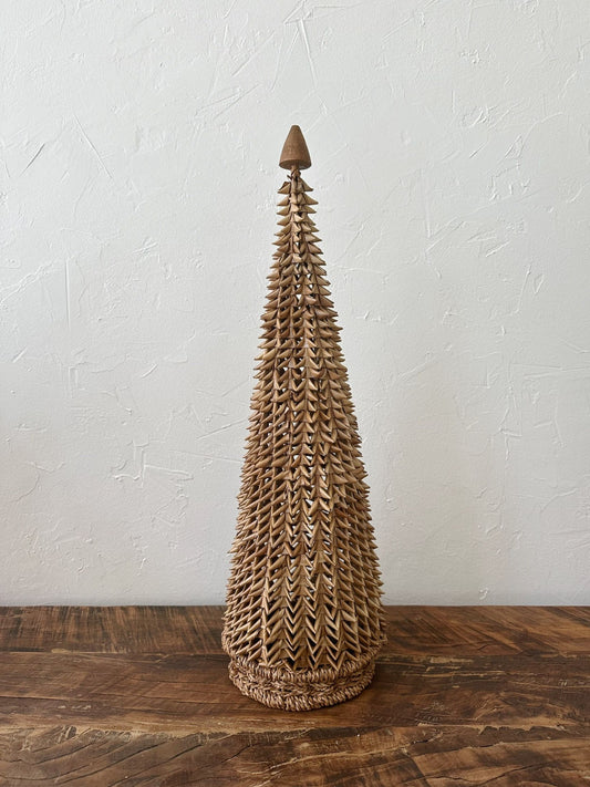 Hand-Woven Buri Palm Cone Tree w/ Wood Bead (Pick Up Only)