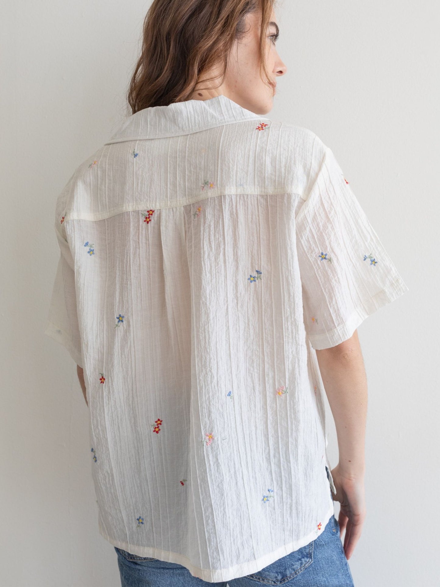 Lotti Embroidered Floral Button Down
