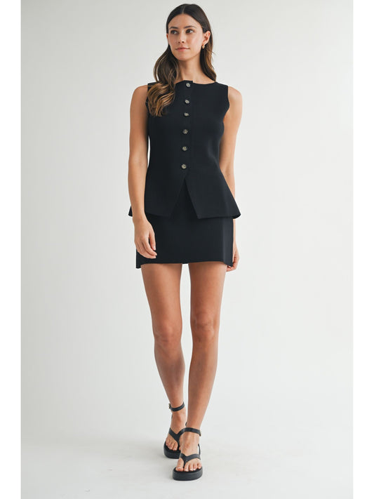 Sable Sleeveless Button Top