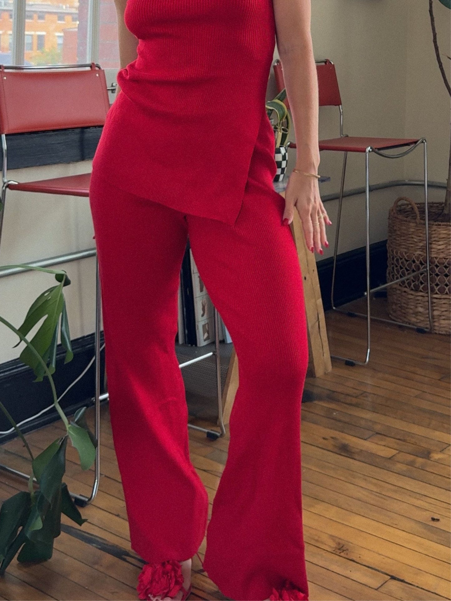 Red Hot Ribbed Pants