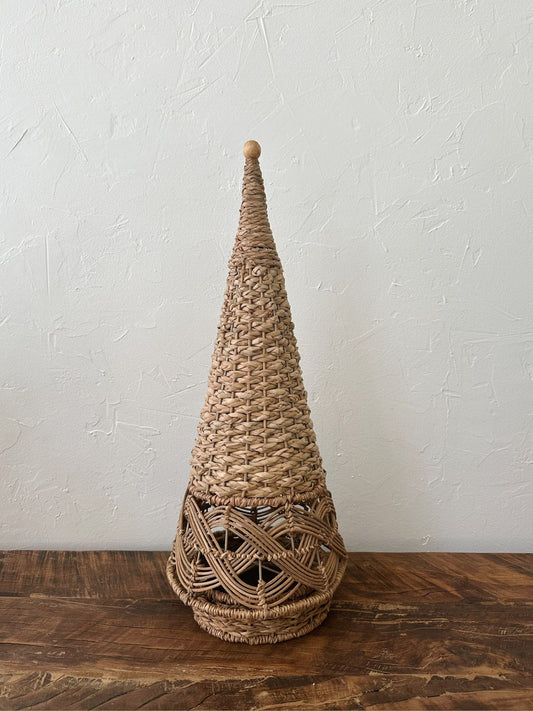 Woven Wicker Cone Tree w/ Wood Bead (Pick Up Only)