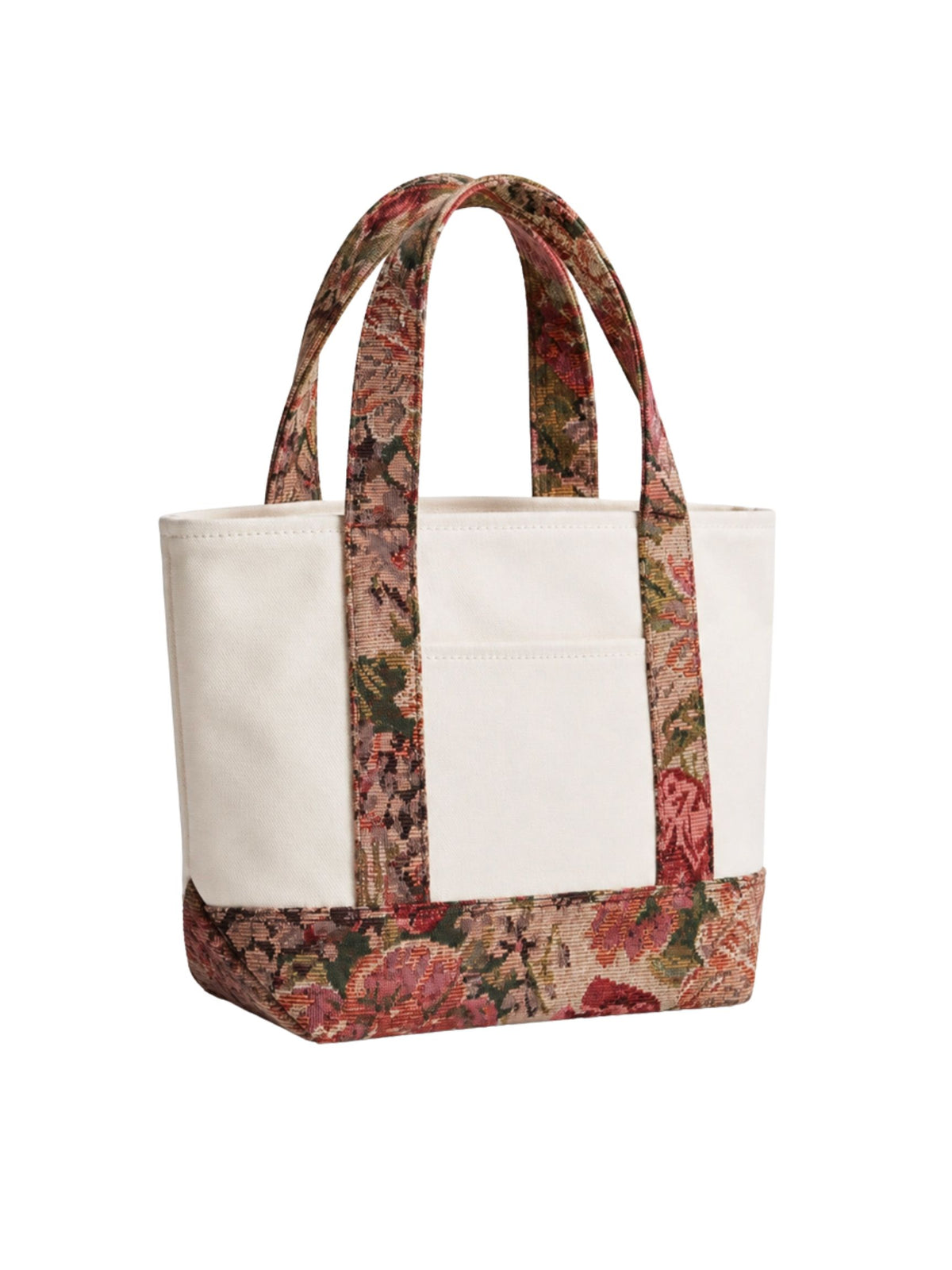 Floral Brocade Detail Canvas Tote Bag - Mauve