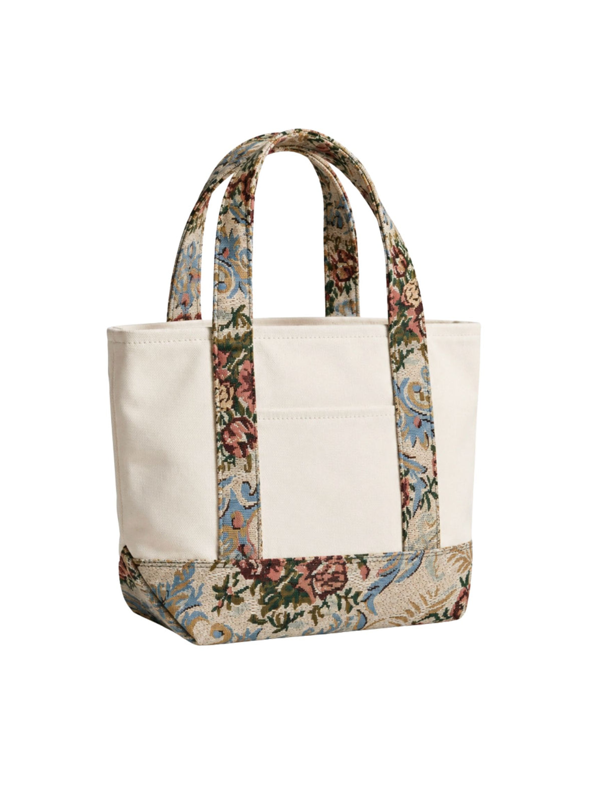 Floral Brocade Detail Canvas Tote Bag - Beige