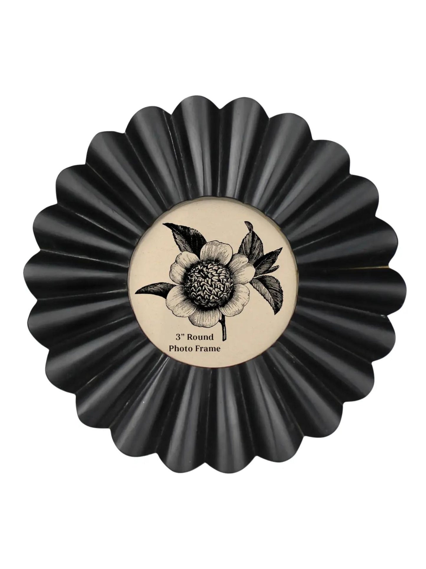 Scalloped Round Frame - Black 3"