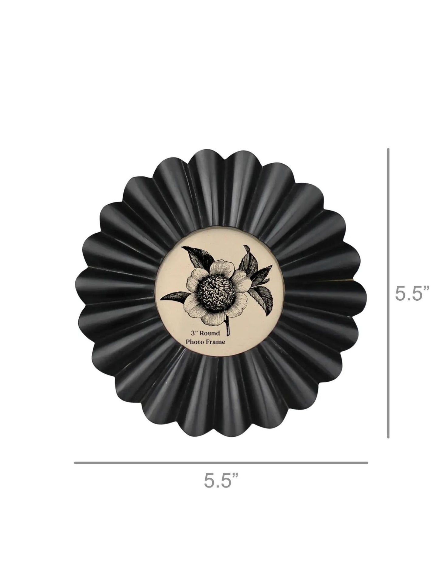 Scalloped Round Frame - Black 3"