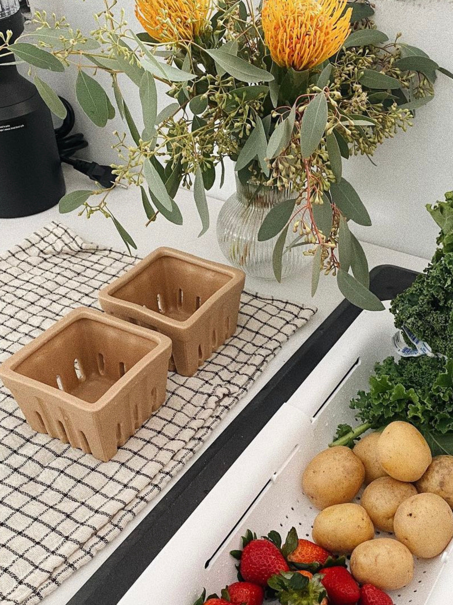 Textured Stoneware Berry Baskets