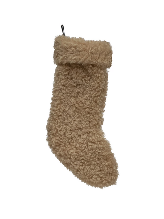 20"H Sherpa Fabric Stocking - Tan