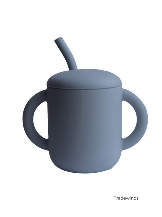 Silicone Training Cup + Straw - Multiple Colors