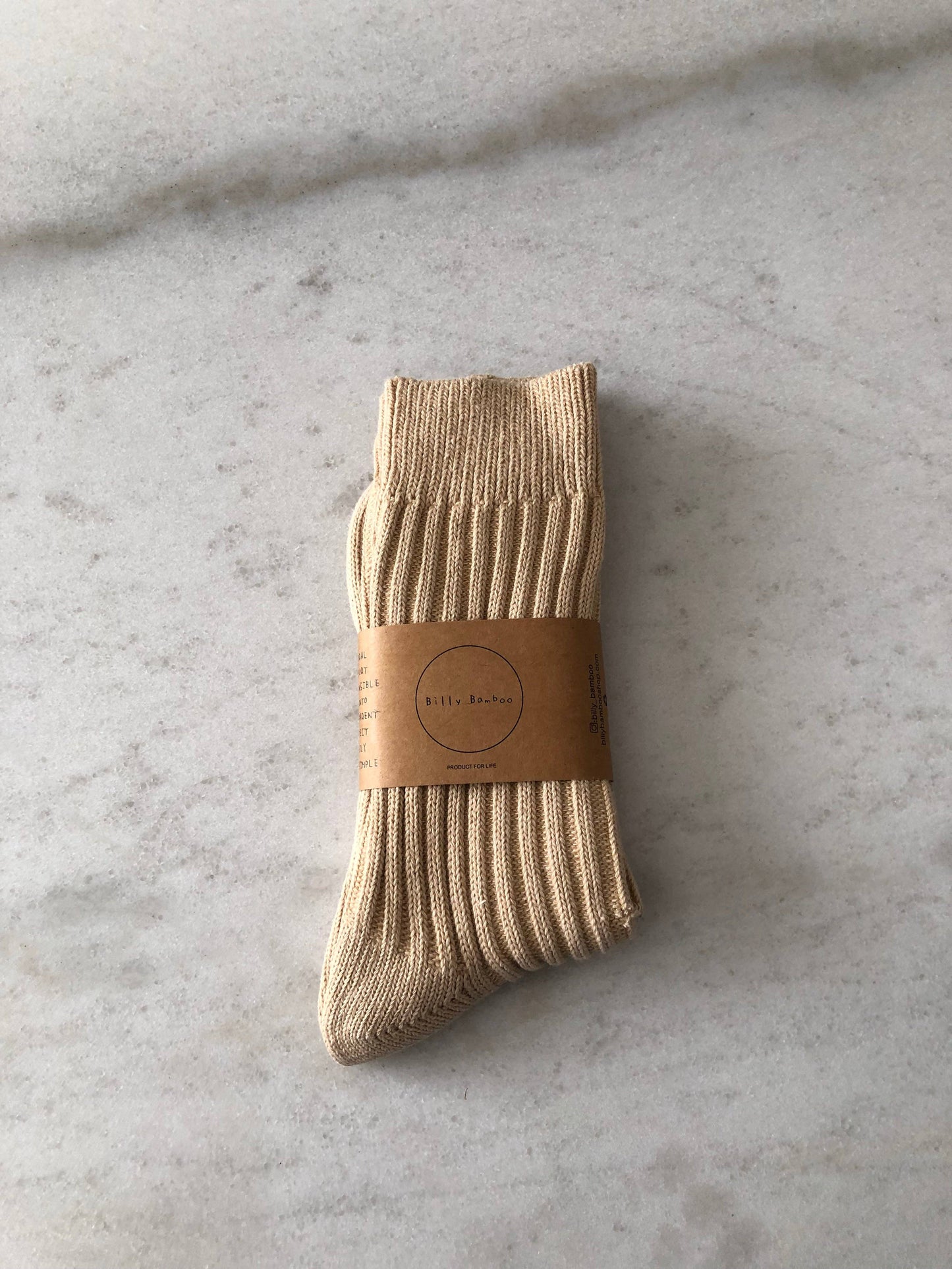 Ribbed Cotton High Socks - Neutral
