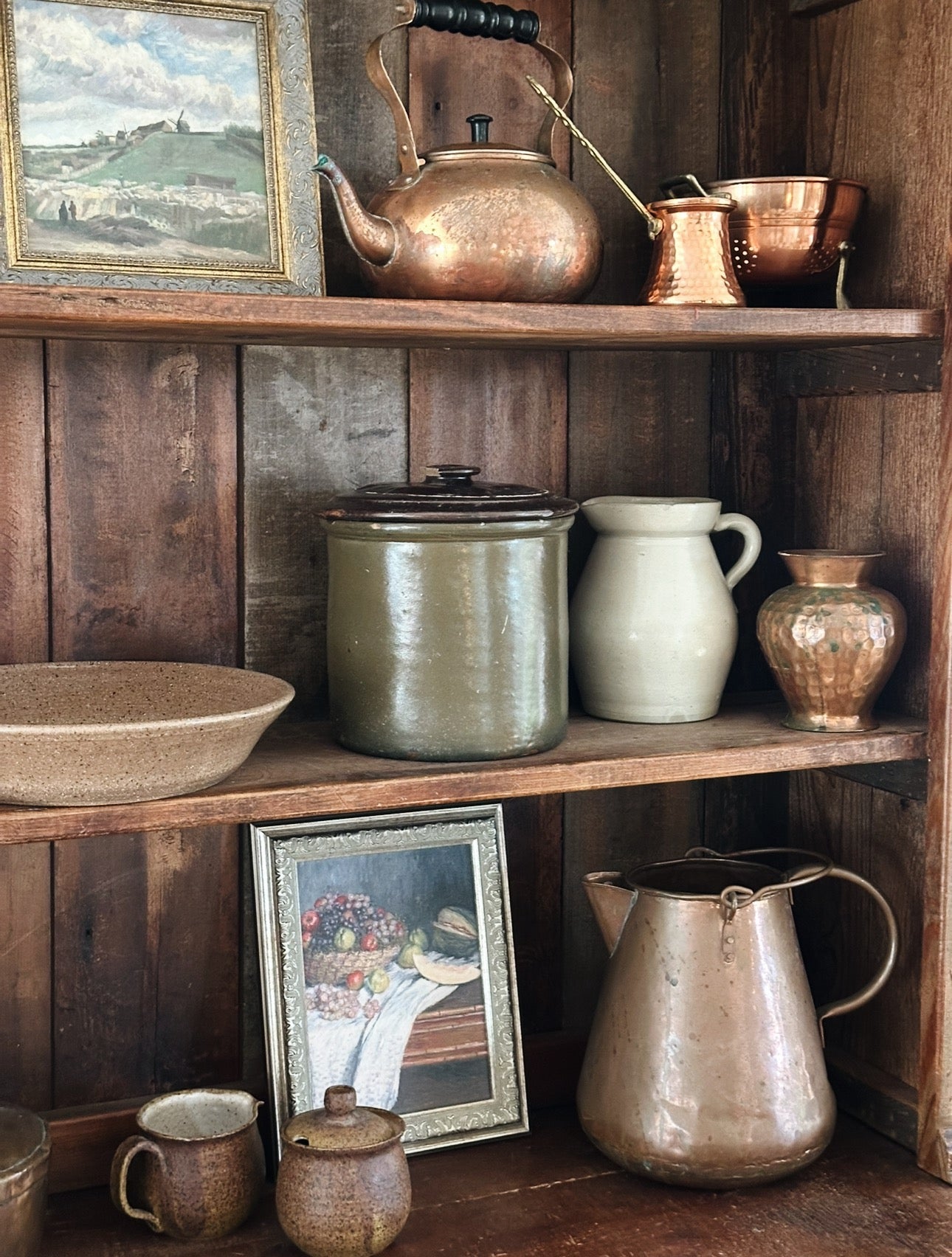 Vintage Green Crock with Lid - Pick Up Only